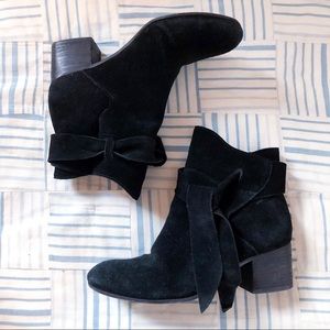 rachel zoe | ‘kate’ black suede tie wrap booties 7